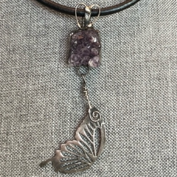 Beautiful butterfly, amethyst, choker - Picture 3 of 10